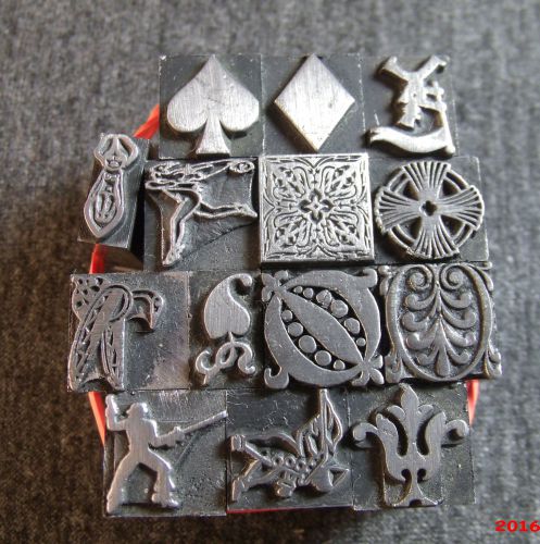 Lot m letterpress metal print blocks 14 dingbats ornaments corners flourishes for sale