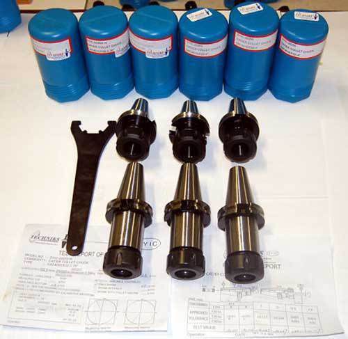 6 Pc. Techniks CAT 40 ER 32 25K RPM @ G2.5 Balanced CNC Collet Chucks Kit