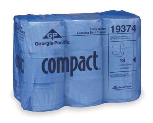 GEORGIA-PACIFIC 19374 Toilet Paper, Compact, Coreless, 1Ply, PK18 NEW !!!