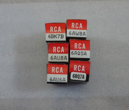 6 each VINTAGE RCA ASSORTED ELECTRON TUBES IN ORIGINAL PACKAGING U.S.A.