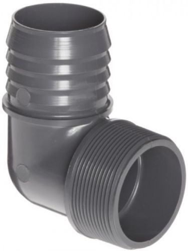 Spears 1413 Series PVC Tube Fitting, 90 Degree Elbow, Schedule 40, Gray, Barbed