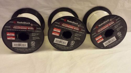NEW RadioShack (X3 50 ft) 150 Feet TELEPHONE WIRE 24 Gauge Solid 2 White Twisted