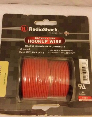 Brand New RadioShack 60 Foot HOOKUP WIRE 18-Gauge Solid 60 Feet RED Roll AWM