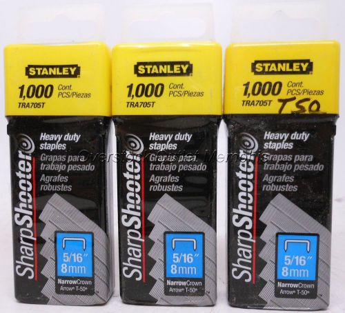 3 boxes Stanley TRA705T 5/16&#034; 8mm Narrow Crown Heavy Duty Staples 1000ea (3000)
