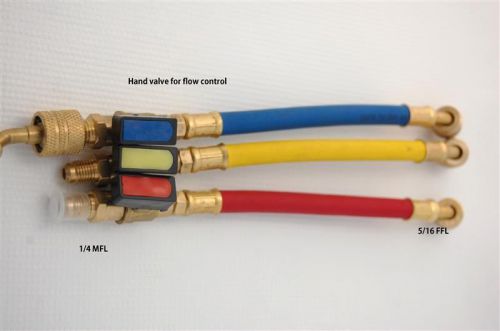 Manifold-port adapter+hand valve refrigerant flow control 1/4x5/16&#034;ffl hvac tool for sale
