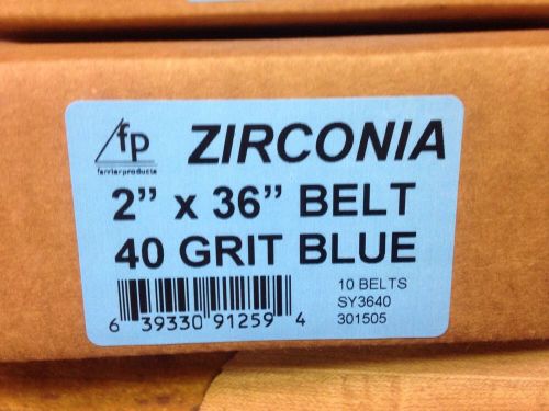 2&#034; x 36&#034; Zirconia 40 Grit Belts 1 Box of 10 Belts Horseshoe Farrier Blacksmith