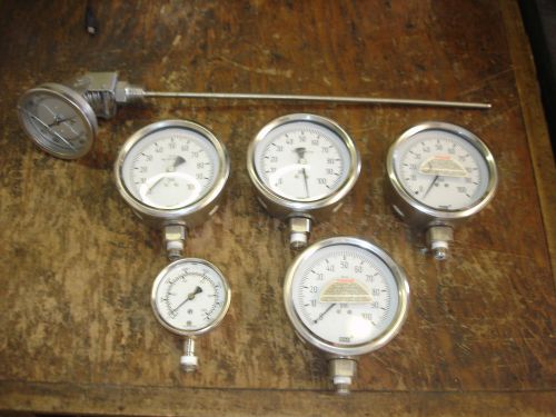 Lot of 6 various guages wienners - wika - ashcroft brands for sale