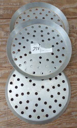 3 LOT- 9&#034; Aluminum Perforated Pizza Pans trays metal commercial heavy duty