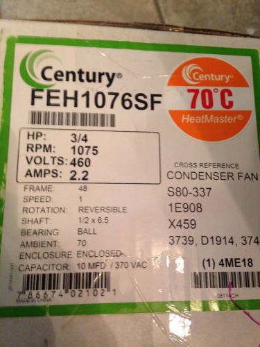 CENTURY FEH1076SF Condenser Fan Motor, 3/4 HP, 1075 rpm, 60Hz