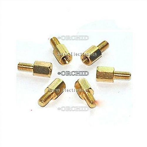 50pcs new brass hex stand-off pillars male to female 6mm + 6mm m3 good quality