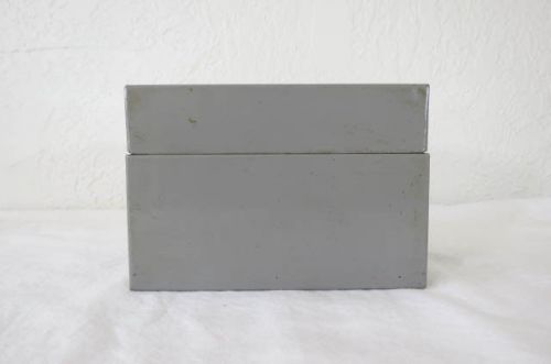Grey Tin Index Card Box - Vintage Organization and Office