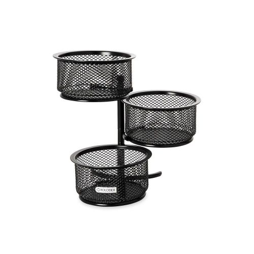 Rolodex Mesh Collection 3-Tier Swivel Tower Sorter Black (62533) Each
