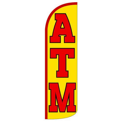 Atm extra wide windless swooper flag jumbo banner + pole made usa y/red for sale