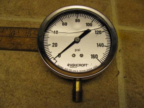 Ashcroft 35 1009awl 02l xcylm 0-160 psi 3 1/2&#034; pressure gauge liquid filled for sale