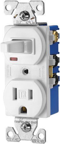 Cooper Wiring Devices TR274W 3-Wire Receptacle Combo Single-Pole Switch with Tam