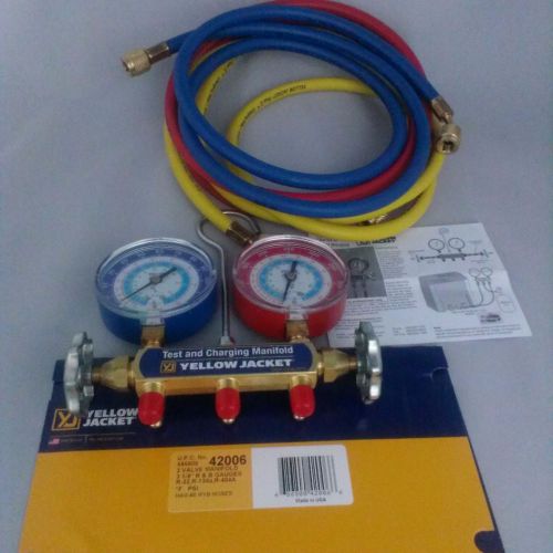 Yellow Jacket 42006 Series 41 Manifold with 3-1/8&#034; Gauge, psi, R-22/134A/404A