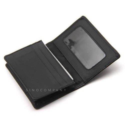 Black Security Leather Expandable Credit Card ID Business Holder Wallet 60 cases