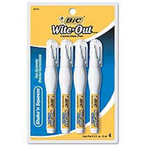 BIC Wite-Out Brand Correction Pen, Shake &#039;N Squeeze, 4/Pack