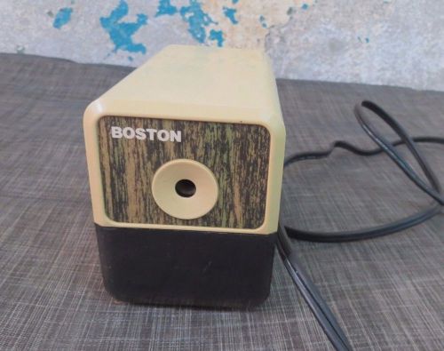 Hunt Boston Model 18 296A Electric Pencil Sharpener &#034;Wood Grain&#034; VINTAGE &amp; WORKS