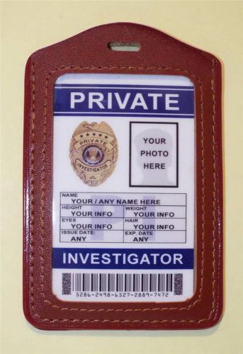 Private Investigator ID Badge &gt;&gt;&gt;CUSTOMIZE WITH YOUR PHOTO &amp; INFO&lt;&lt;&lt; Style # 2