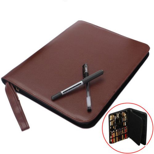 New Fountain Roller Pen Bag Case Can Hold 48 Leather Pen Coffee Color