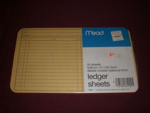 Vintage Mead Ledger Sheets Pack of 50 Sealed New