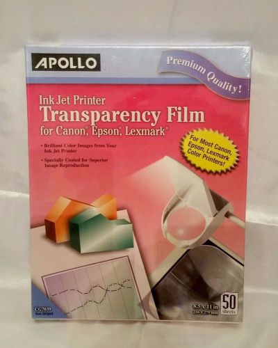 Apollo Ink Jet Printer Non-Striped Transparency Film CG7039 50 Sheets NEW!