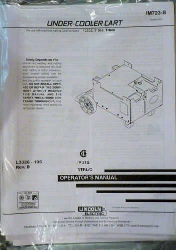 Lincoln electric under cooler cart l3326-195  operators manual - new in package for sale