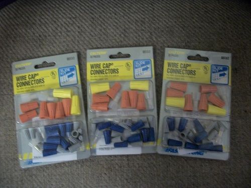 (LOT OF 3) 32 PIECE WIRE CAP CONNECTORS, TWIST-ON WITH SPRING INSERTS