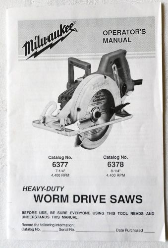Milwaukee Worm Drive Saws Models 6377 And 6378 Operator&#039;s manual