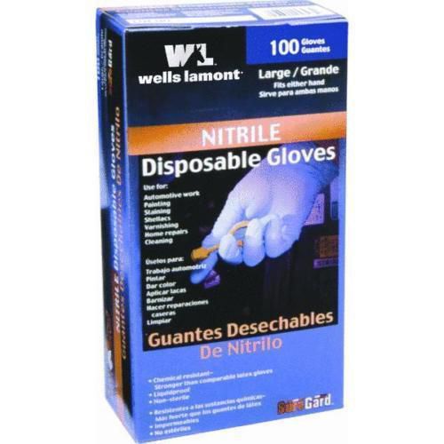 Wells lamont 153 100-pack nitrile disposable gloves-5 mil (liquidproof)-large for sale
