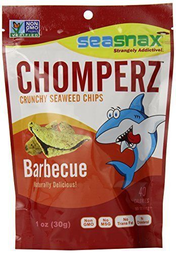 Seasnax Chomperz Crunchy Barbecue Seaweed Chips, 1 Ounce -- 8 per case.