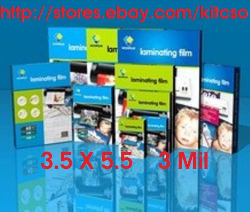 3 Mil. Laminating Pouch Film Sheets Photo/Index Card 3-1/2 x 5-1/2 200 Pack