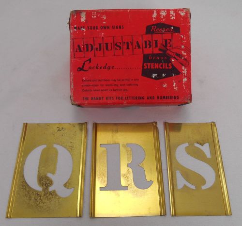 VTG 1950s Reese&#039;s Adjustable 1 1/2&#034; Brass Stencils Lockedge Letters A-Z Complete