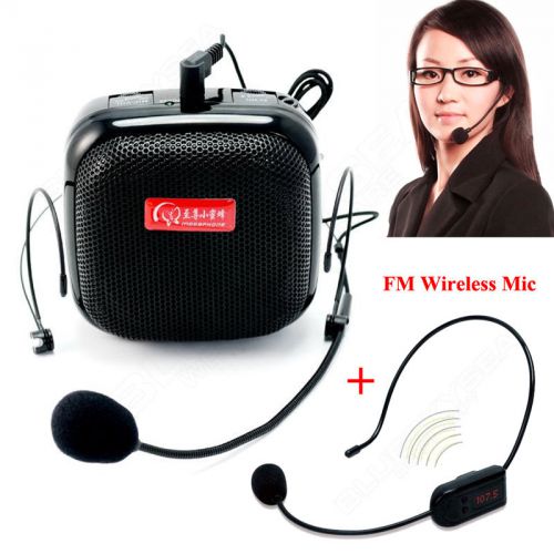 Portable Voice Booster PA Amplifier AMP Loud Speaker With FM Wireless Miceophone