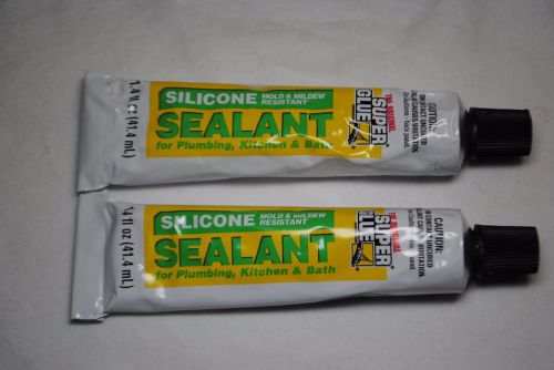 Lot of 2 Super Glue 1.4 fl. oz. Tubes Silicone Sealer Plumbing, Kitchen &amp; Bath