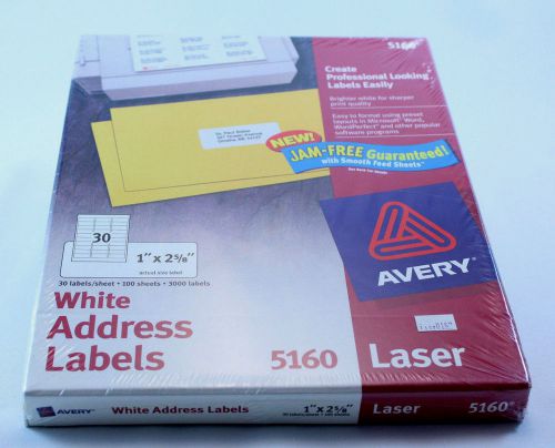 Avery 5160 - White Address Laser Labels - Box of 3000 - New