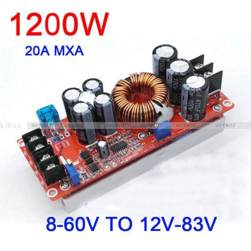 1200w 20a dc converter boost car step-up power supply module 8-60v to 12-83v for sale