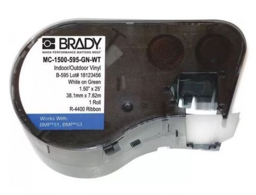Brady mc-1500-595-gn-wt label cartridge, white/green, vinyl for sale