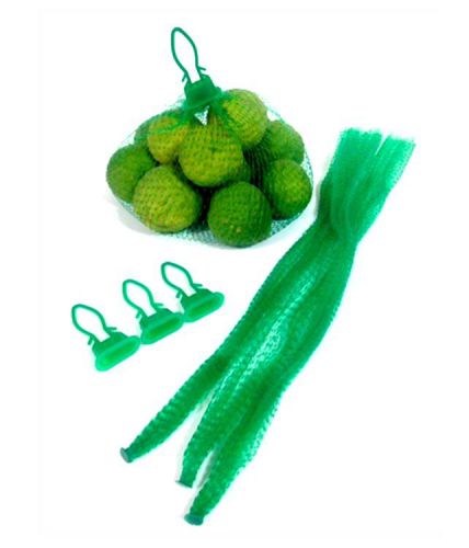 20 pcs 14&#034; Green Poly Netting Mesh Bags Fruit Produce Vegetable Toys with clips