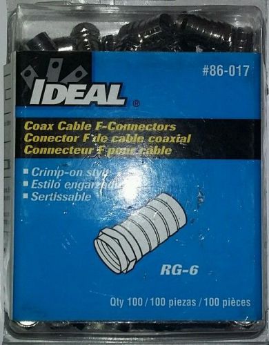 Ideal Coax able F=Connectors 100 Pack RG-6 #86-017