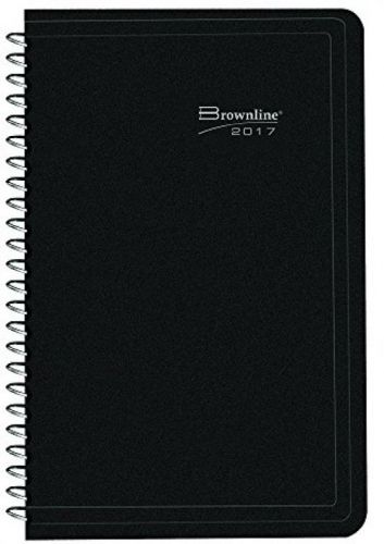 Brownline 2017 Daily Appointment Book, Spiral, 8 X 5 , Black (C2504.81T-17)