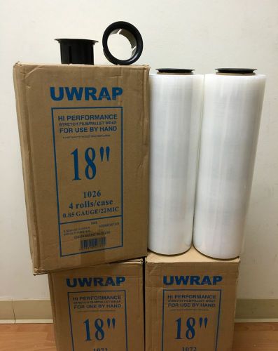 18&#034; x 1500ft 85 gauge hand pallet wrap stretch film 1 roll w/ free hand saver for sale