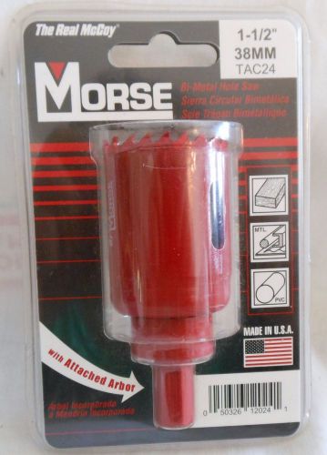 Nip mk morse co. tac24 &#034;the real mccoy&#034; 1 1/2&#034; hole saw with attached arbor - for sale