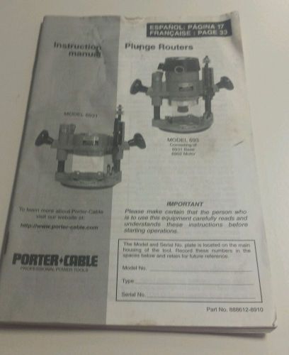 Porter Cable Router Model 693  Instruction Manual