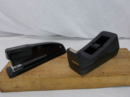 Vintage Black Swingline Metal Stapler &amp; Scotch Tape Dispenser Office Supplies
