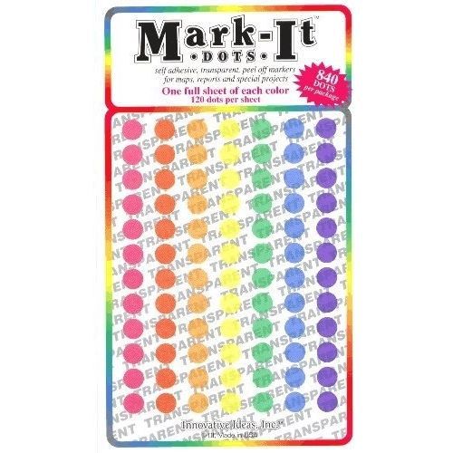 Medium 1/4&#034; Removable Transparent Mark-it Brand Dots For Maps Reports Or Innovat