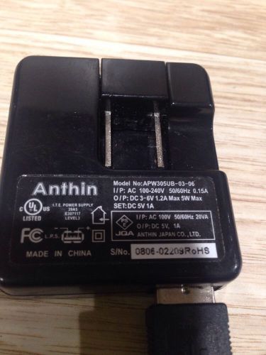 Anthin APW305UB-03-06 AC/DC Adapter Output: 5V 0.5A (C81)