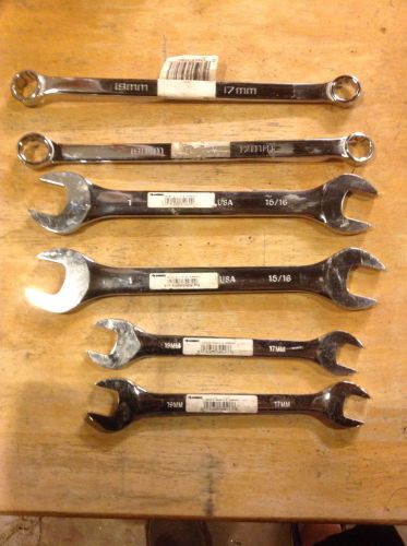 Husky SAE Metric Wrenches Box Open 19mm/17mm 15/16 1&#034; UNUSED Tools Clean
