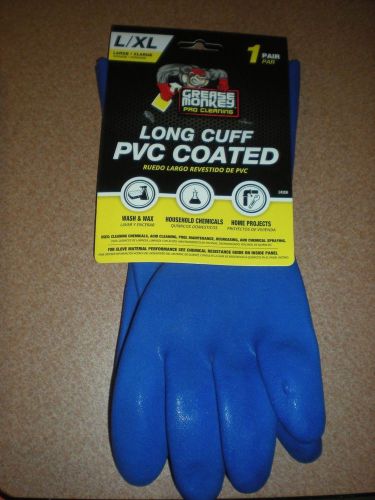 Grease monkey pro cleaning long cuff l-xl pvc coated gloves blue for sale